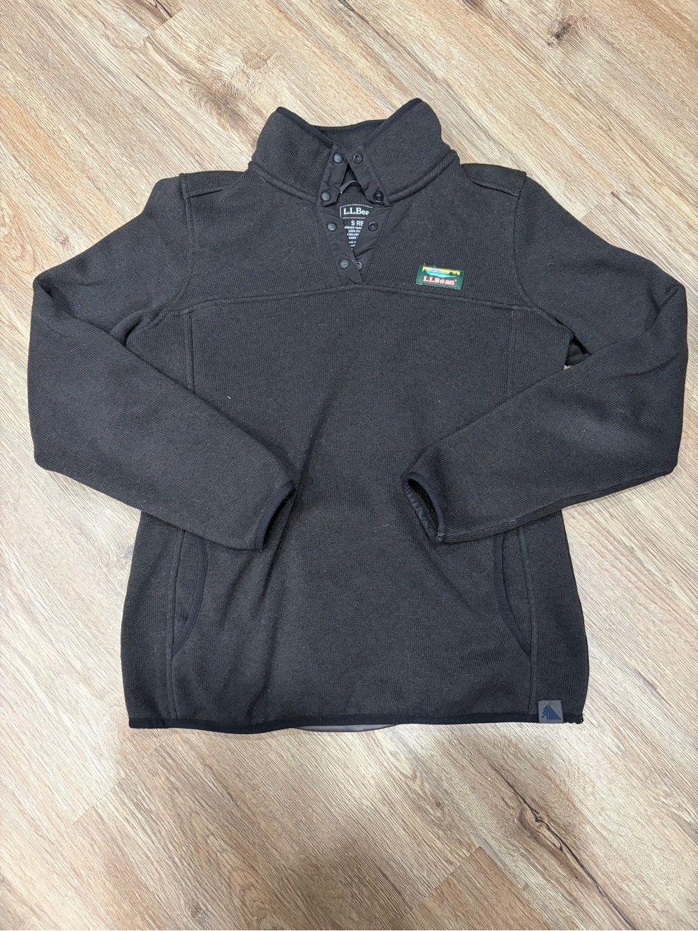L.L. Bean Black Snap-Placket Fleece Pullover